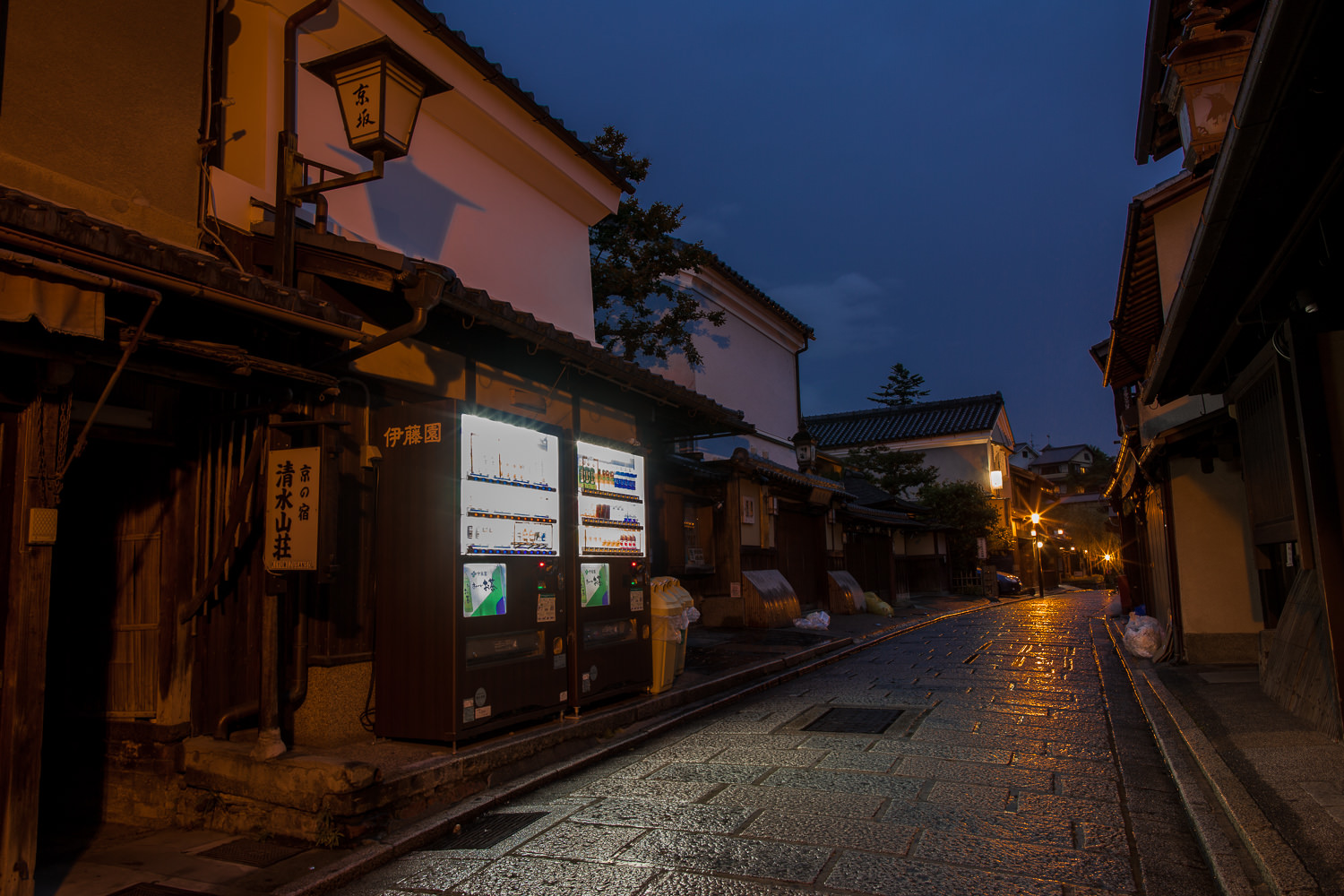 Vending machines lighting up the path