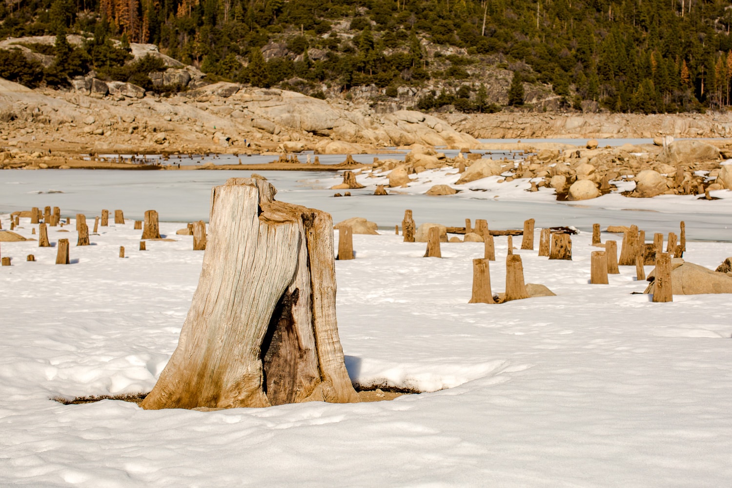 Pinecrest Lake in the snow (California, near Yosemite)