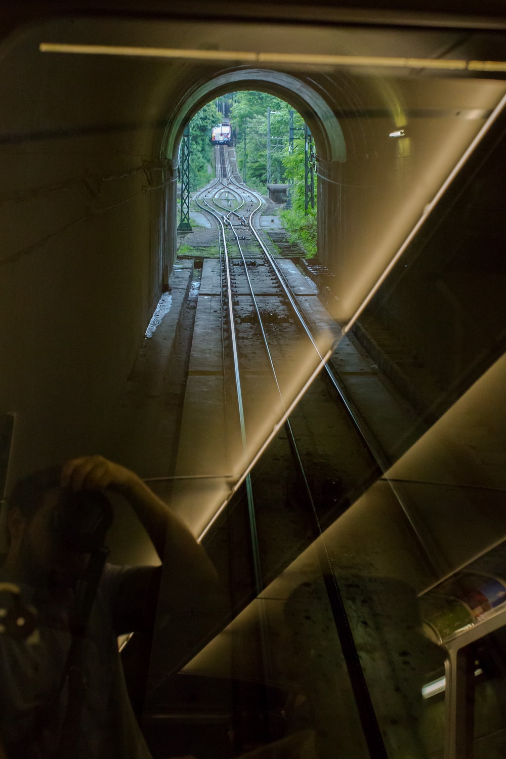 Accidental self-portrait, and a view from the Mount Rokko cable car (Osaka, Japan)