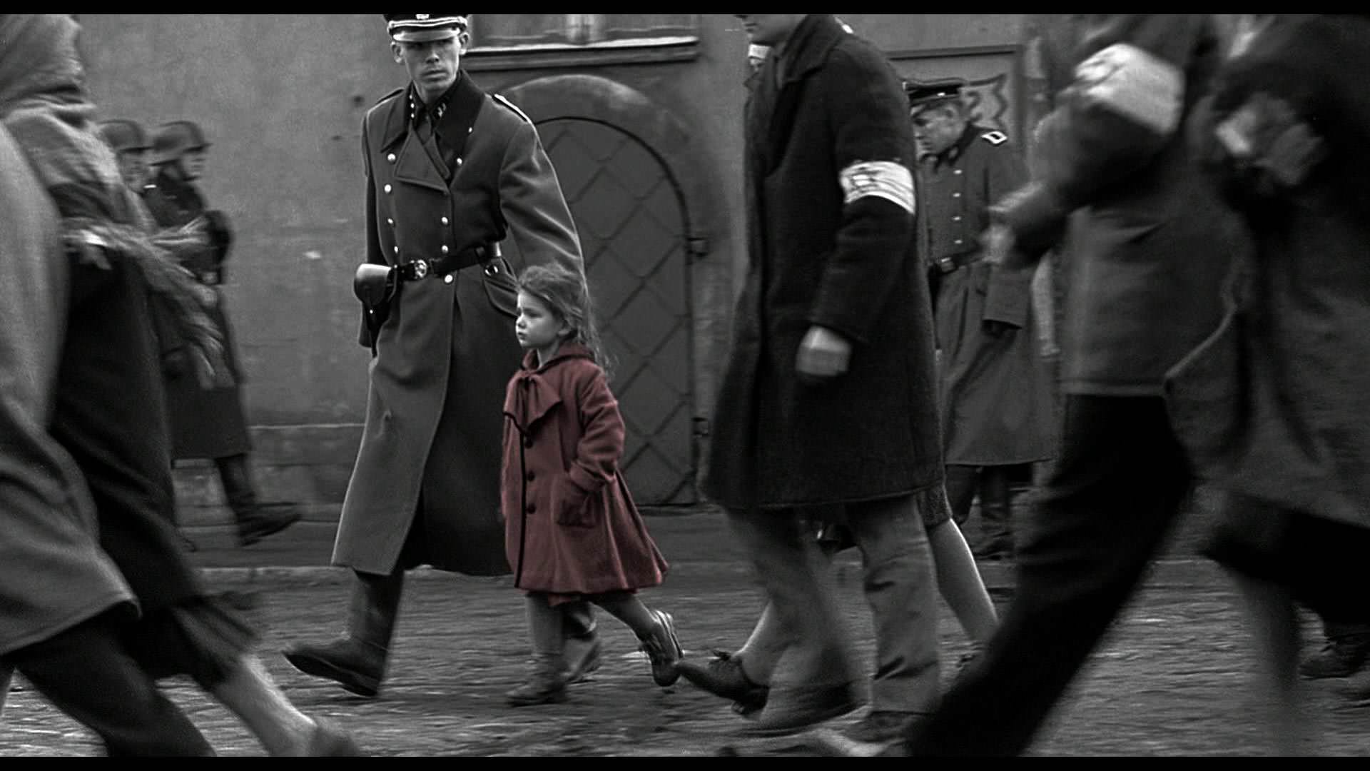 The girl in the red coat.